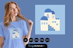Santorini View Illustrations for T-Shirt Design Product Image 1