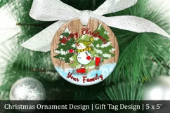 Merry Christmas Ornament PNG | Dancing Snowman | Gift Tag Product Image 1