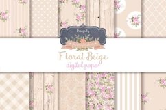 Beige floral Digital Paper, Wedding Background Product Image 1