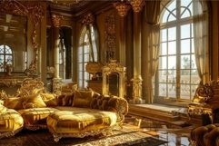 Majestic palace interior with golden sunlight Product Image 1