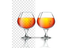 Full Glass Of Alcoholic Beverage Cognac Vector Product Image 1