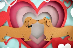 Valentine 3D Shadow Box SVG Sausage Dogs Layered Paper Cut Product Image 8