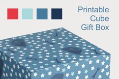 Printable Cube Gift Box in Blue for Small Labor's Day Favors Product Image 3