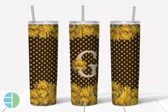 Sunflower Monogram Skinny Tumblers Alpha Sublimation Design Product Image 8