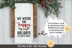Christmas Tea Towel SVG | We Whisk You Happy Holidays Product Image 1