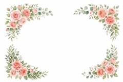 Elegant floral corner decorations set clipart Product Image 1