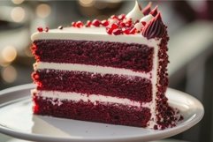 Red velvet cake slice on plate Product Image 1