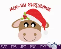 Moory Christmas | Cow Animal Christmas Puns Svg Design Product Image 2