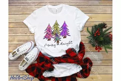 Christmas trees png, Merry And Bright Sublimation PNG Product Image 2