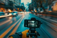 Photographer capturing motion blur of city street at night Product Image 1