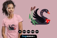 Folk Art Swan for T-Shirt Design Product Image 1