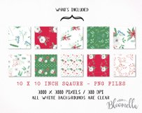 Floral Christmas Watercolor Patterns Seamless Xmas Digital Papers Winter Flower Product Image 3