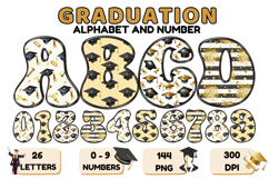 Graduation Alphabet png clipart, graduation letters doodle Product Image 1