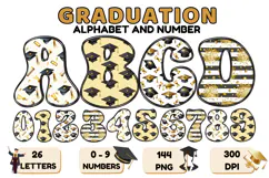 Graduation Alphabet png clipart, graduation letters doodle Product Image 1