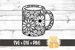 Coffee Mug - Floral Zen Doodle SVG PNG DXF Cut Files Product Image 2