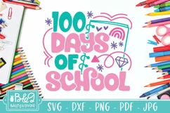 100 Days of School SVG - Cute Girl Notebook Doodles Product Image 1