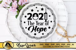 New Year SVG 2021 Home Sign SVG Farmhouse Round Sign SVG Product Image 1