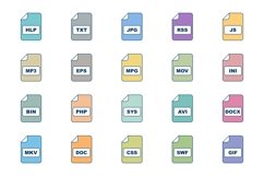 Set Of File Formats Icons Product Image 1
