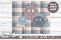 Retro Good Vibes Emoji 20 oz Sublimation Tumbler Wrap Png Product Image 2