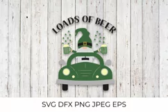 St. Patricks day retro truck with gnome. Loads of beer svg Product Image 1