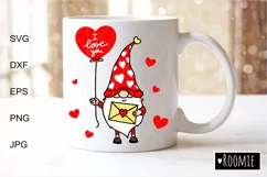 Valentine gnome I love you svg, Valentines day heart clipart Product Image 1
