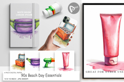 90s Beach Day Essentials Digital Paper Product Image 1