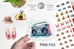 90s Beach Day Essentials Sticker Product Image 1