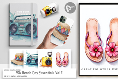 90s Beach Day Essentials Digital Paper Product Image 1
