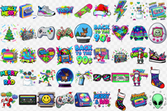Retro 1990s clipart bundle | Graffiti and Neon Christmas PNG Product Image 2