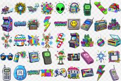 Retro 1990s clipart bundle | Graffiti and Neon Christmas PNG Product Image 3