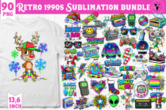 Retro 1990s clipart bundle | Graffiti and Neon Christmas PNG Product Image 1