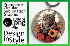 Whimsical Cat Lover&#039;s Quirky Circle Design Keychain Product Image 1