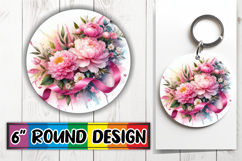 Luminous Keychain Round PNG, Flowers Product Image 1