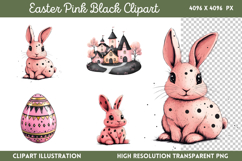 Pink Black Easter Clipart PNG Product Image 1