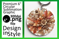 Artful Round Design Keychain Template , Autumn Flower Product Image 1