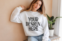 White Gildan 18000 Sweatshirt Model Mockups Product Image 1