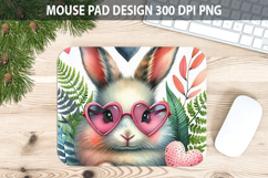Watercolor Bunny Mouse Pad Sublimation - Valentines Png Product Image 1