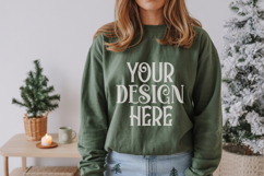 Forest Green Gildan 18500 Sweatshirt Mockup, Unisex mockups Product Image 1