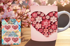 Charming 11oz Mug Wrap Png Design , Flowers Heart Product Image 1