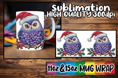 Festive Owl Mug Wrap 11oz 15oz Holiday Embroidery Product Image 1