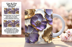 Trendy 11oz Mug Wrap Png Design , 3D Flower Product Image 1