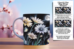Elegant 15oz Mug Wrap Png Template , Flowers Product Image 1