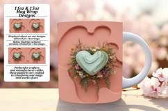 Luxurious 11oz Mug Wrap Png Design , 3D Heart Product Image 1