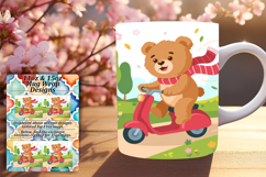 Dreamy 15oz Mug Wrap Png Design , Cute Bear Product Image 1