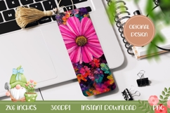 Art Flowers Bookmark PNG, Pink Flower Bookmark Template Product Image 1