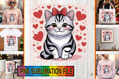 Unique Tote Bag Designs PNG, Valentines Cat Product Image 1