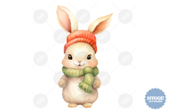 Christmas Bunny PNG Sublimation Winter Rabbit PNG Product Image 1