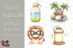 Jungle Safari Animals PNG Cute Pastel Wild Animal Clipart Product Image 1