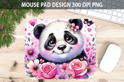 Watercolor Panda Mouse Pad Sublimation - Valentines PNG Product Image 1
