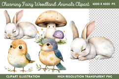 Charming Fairy Woodland Animals Clipart Bundle PNG Product Image 5